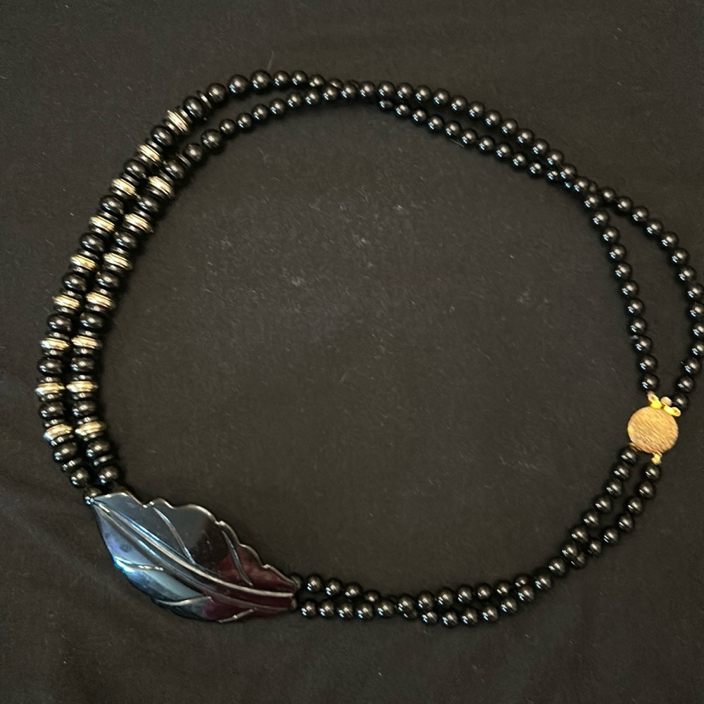 Black beaded necklace.